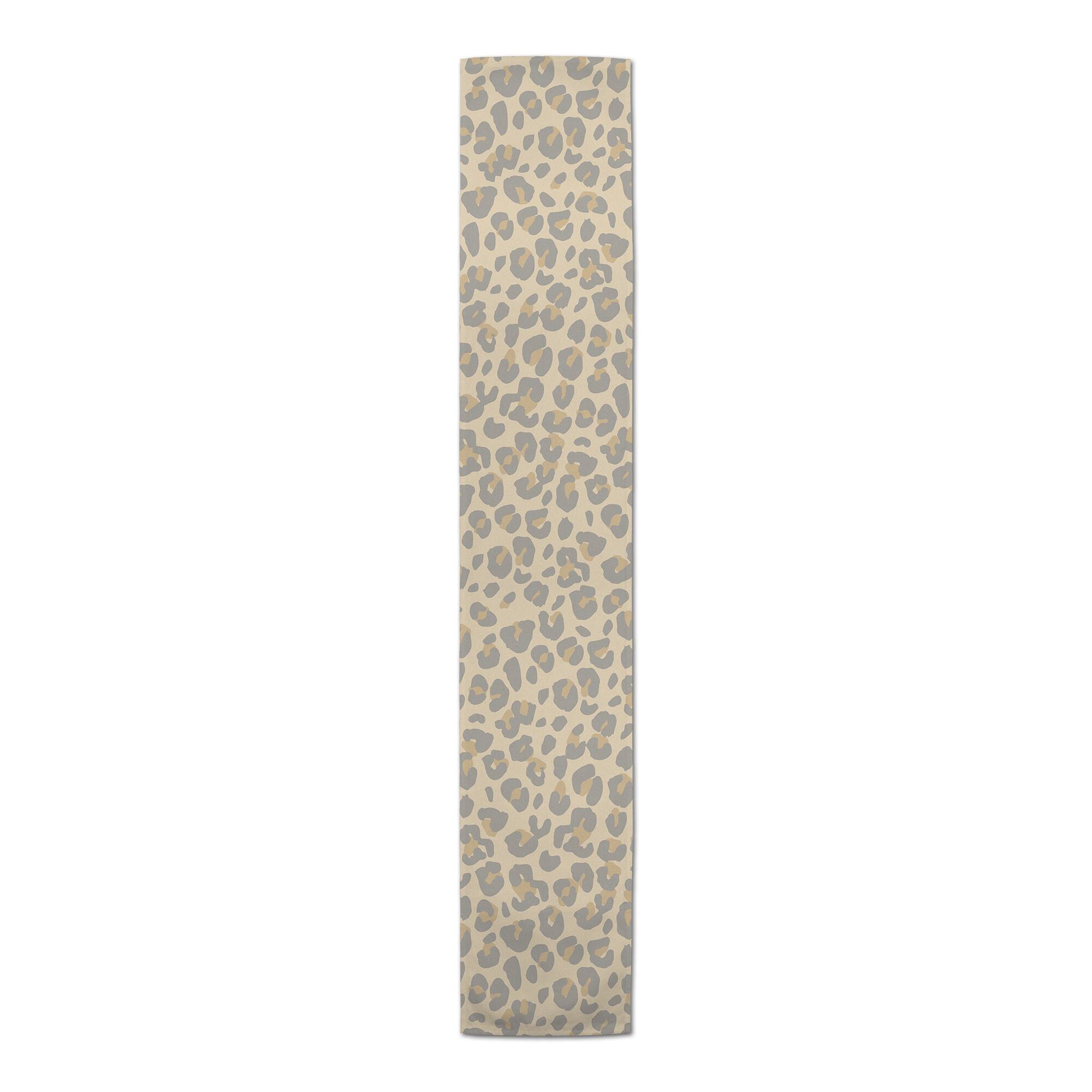 72" Neutral Leopard Cotton Twill Runner
